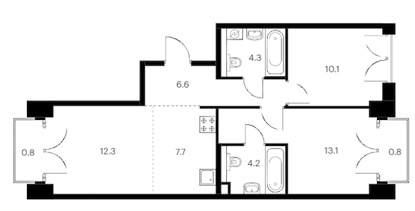 2-комнатная квартира 59.9 м², 6/9 эт., ЖК «Лермонтовский 54»